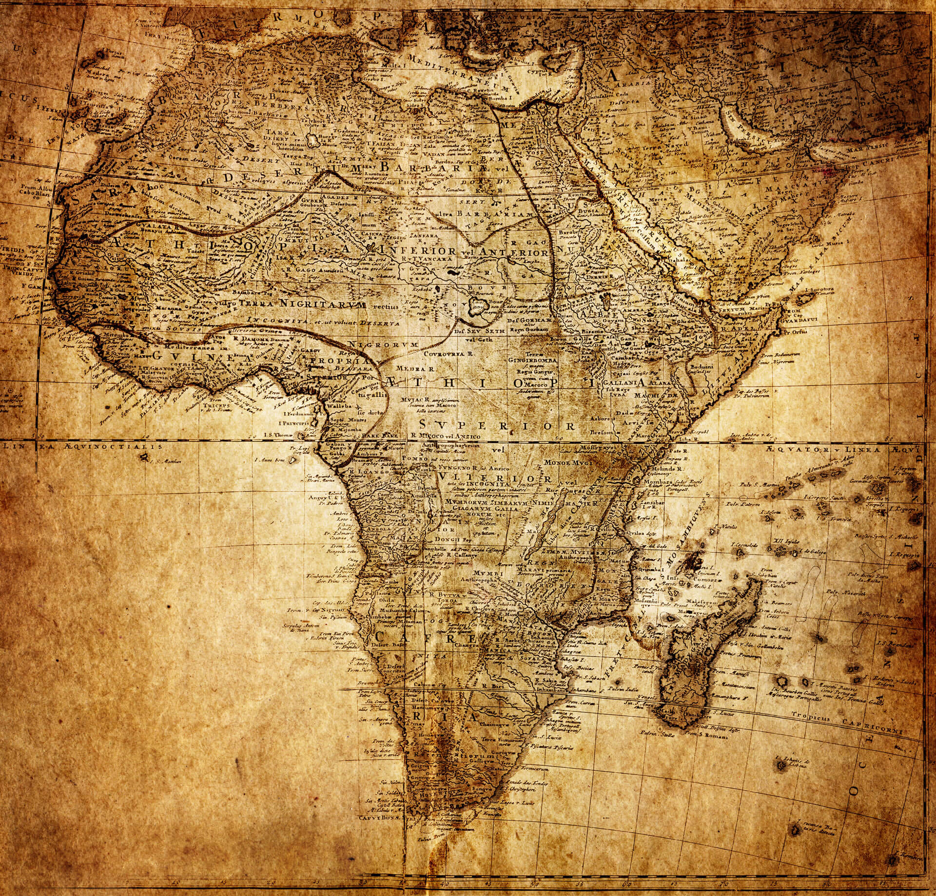 Carte vintage de l'Afrique en 1737